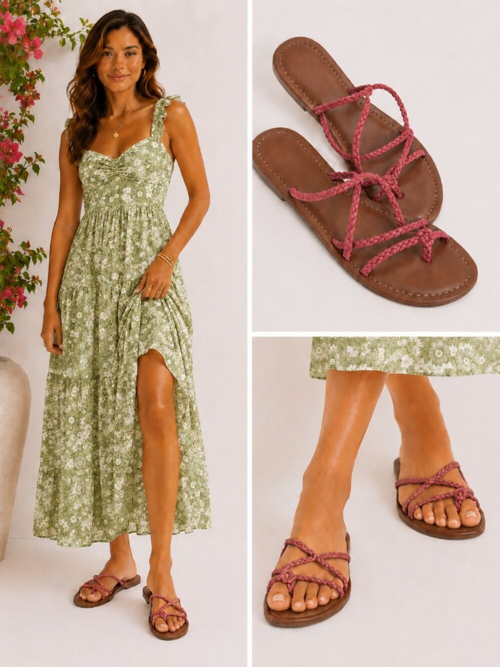 Universal Thread Naomi Braided Slide Sandals Coral Brown Size 6.5 NIB